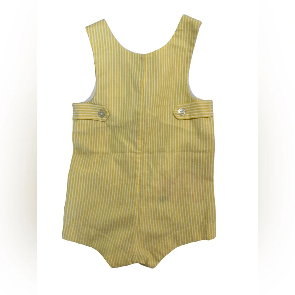 Betti Terrell‎ VTG Baby Girl 18-24m Seersucker Yellow Turtle Sun Romper